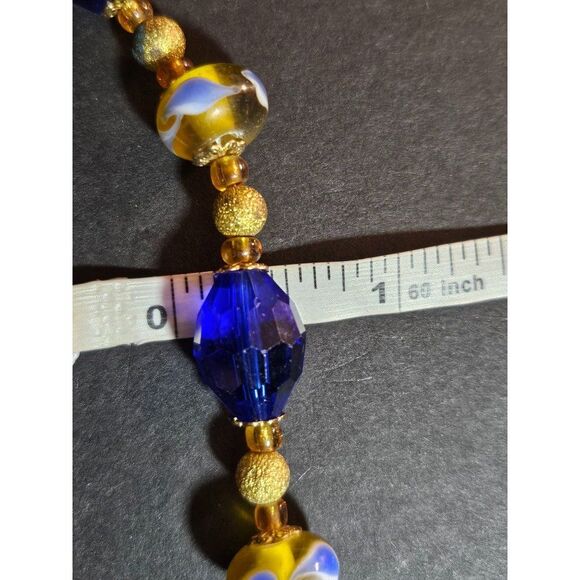 Blue and gold beaded bracelet - Picture 8 of 12